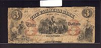 Wickford, RI, Farmers Bank 1855 $3, G-VG